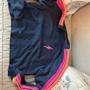 Aviator Nation Navy Top with Pink and Orange Stripes